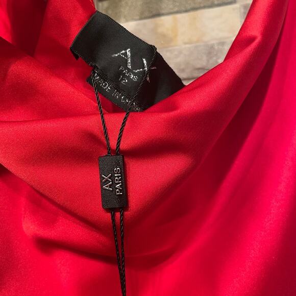 AX Paris Red Satin Maxi Dress | US 8 UK 12 Cowl, Formal Gown, Wedding, Party NWT - Picture 5 of 7